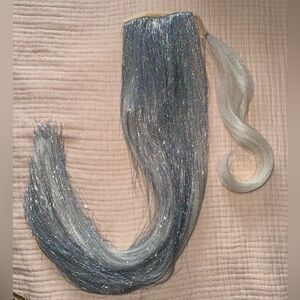 Shimmering Silver Hair Extension pony tail